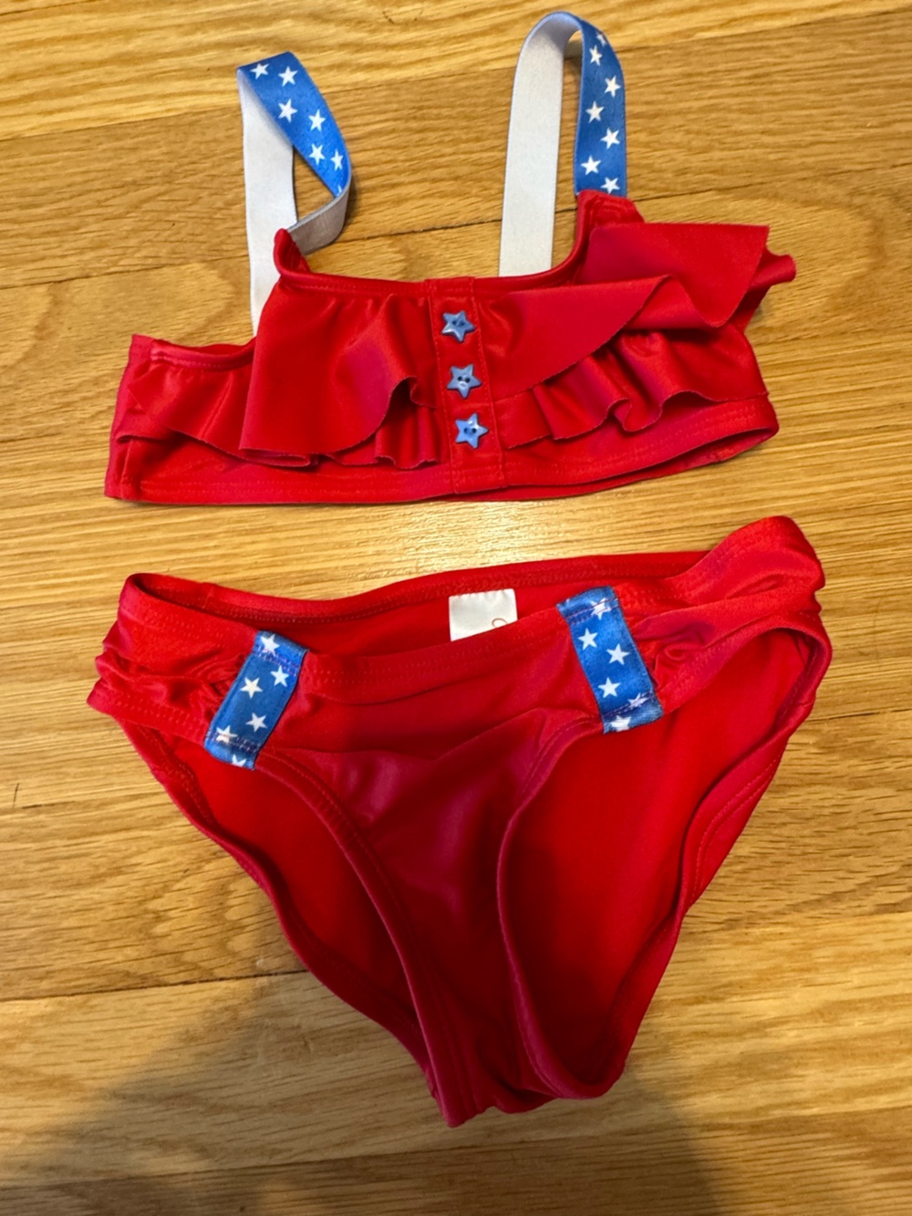 Cat & Jack Red Girls' Star-Accent Swim suit
